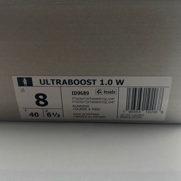 Adidas Ultraboost 1.0 White Gum Silver 1D9689 Running Shoes‎ NWB Women's size 8 - Picture 9 of 10